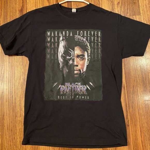 Black Panther Wakanda Forever T Shirt Black “Rest In Power” Chadwick Boseman - Picture 1 of 4